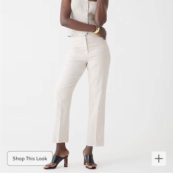J. Crew Pants - NEW WITH TAGS J. Crew White Kate Straight Leg Stretch Linen Blend Pants Petite 0